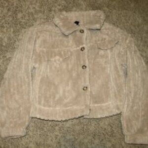 Women Size 6 - Beige Sherpa Fleece Jacket by Shein